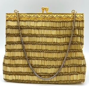 VTG Gold Glam Beaded Wristlet